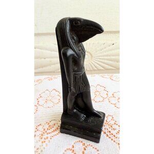 Vintage 70's Egyptian Carved Resin Statue Falcon Sun God 5"